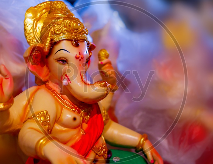 Close up shot of Lord Ganesha Idol/ Ganesh