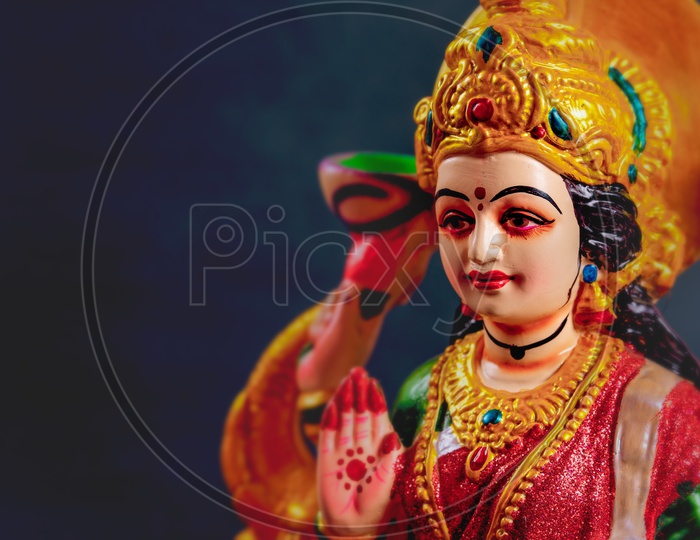 Close up shot of Sri Lakshmi Devi Idol