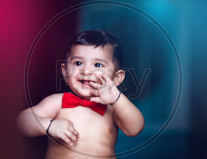 Indian baby Boy With Smiling Face Closeup Shot