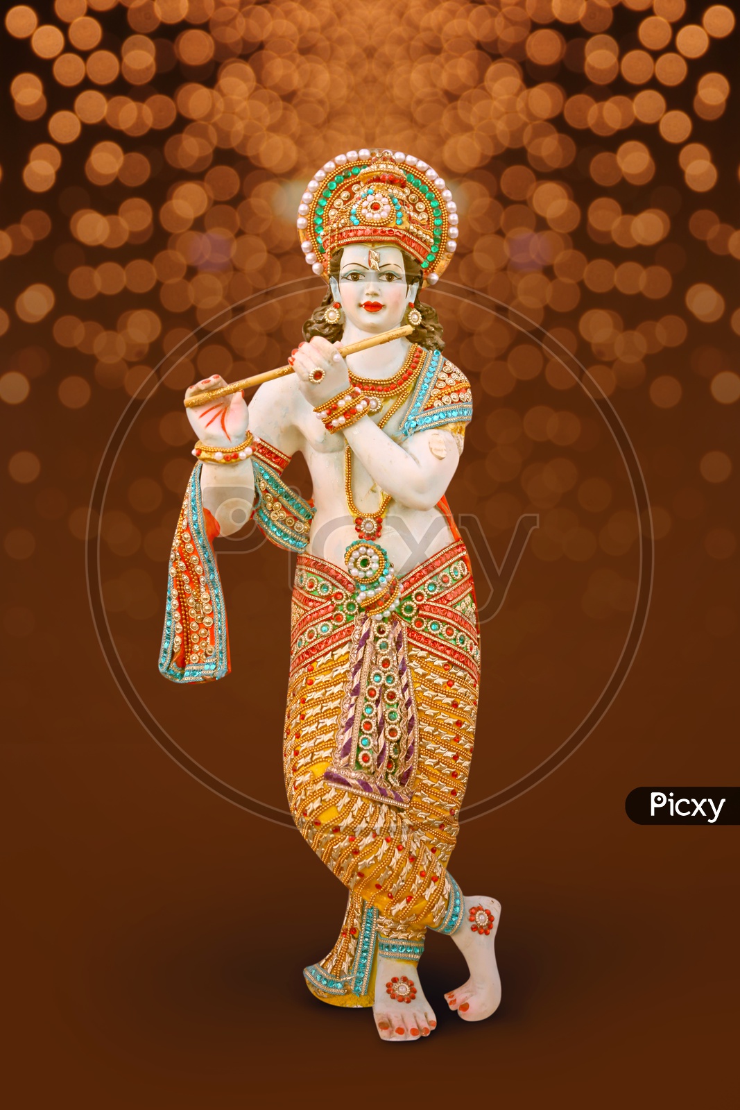 Image of Lord Sri Krishna Idol with beautiful bokeh in the ...