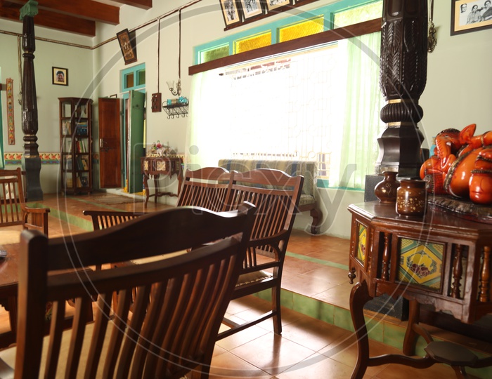 Living Room in Rural Area Houses With wooden Chairs and Tables