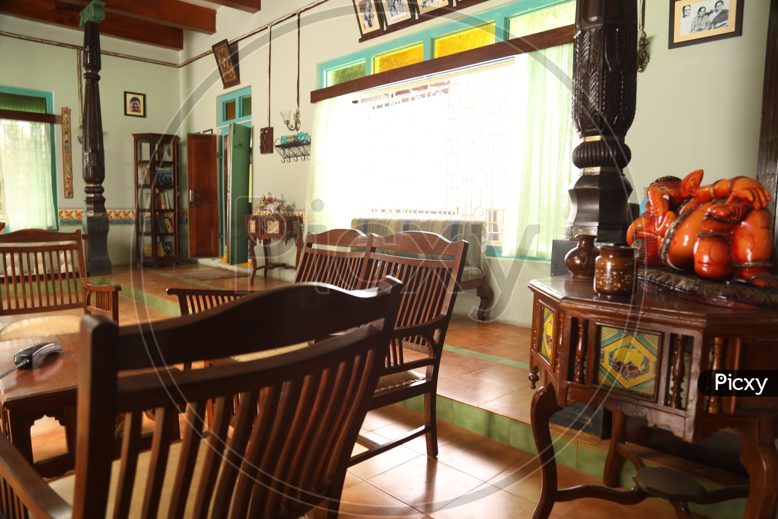 Living Room in Rural Area Houses With wooden Chairs and Tables