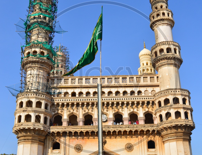 Muslim Flag hoisted At Charminar