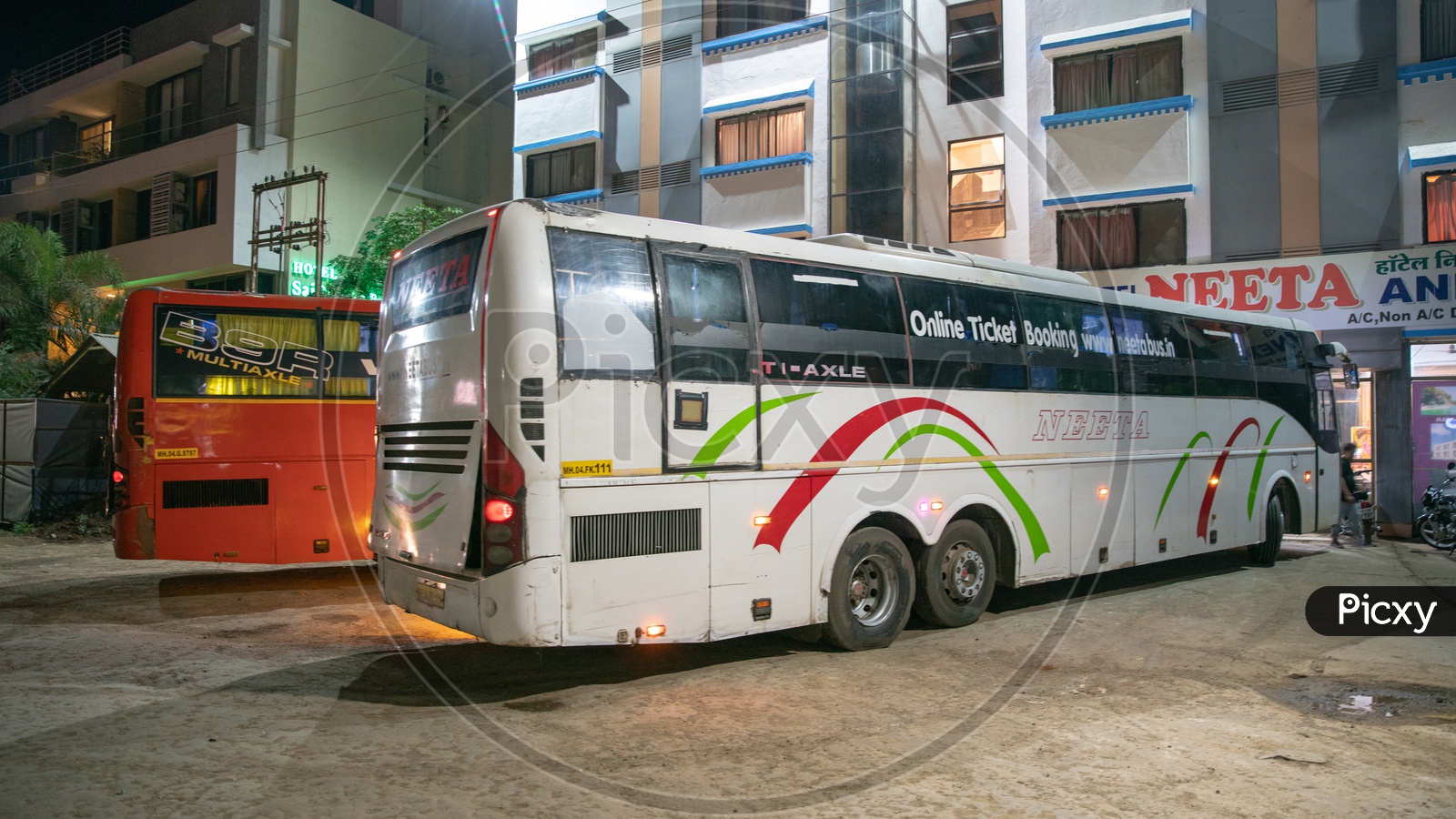 Private travels Buses in a Bus stand