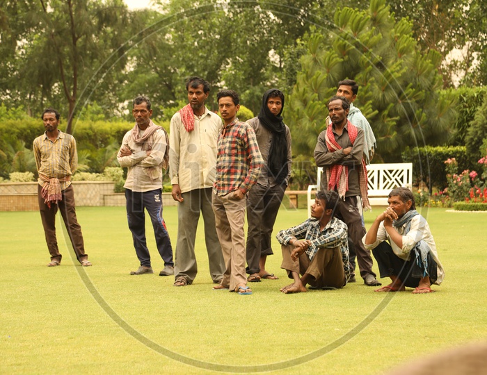 Indian Workers As a group in a Lawn