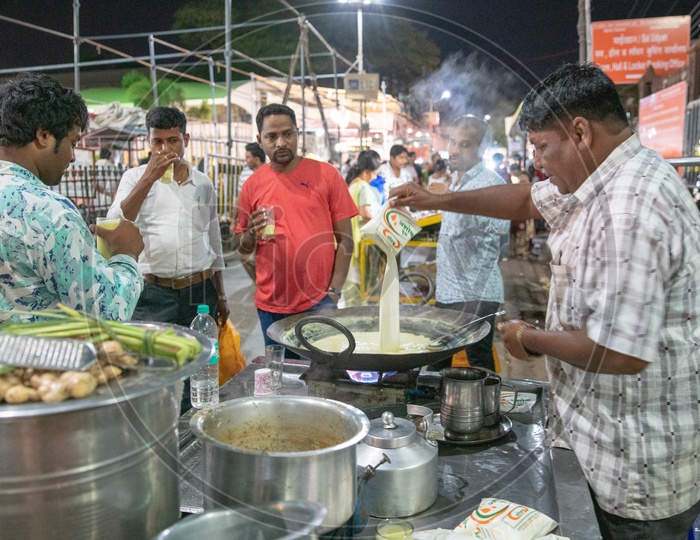 Hot Badam / Almond milk Vendor in a Street