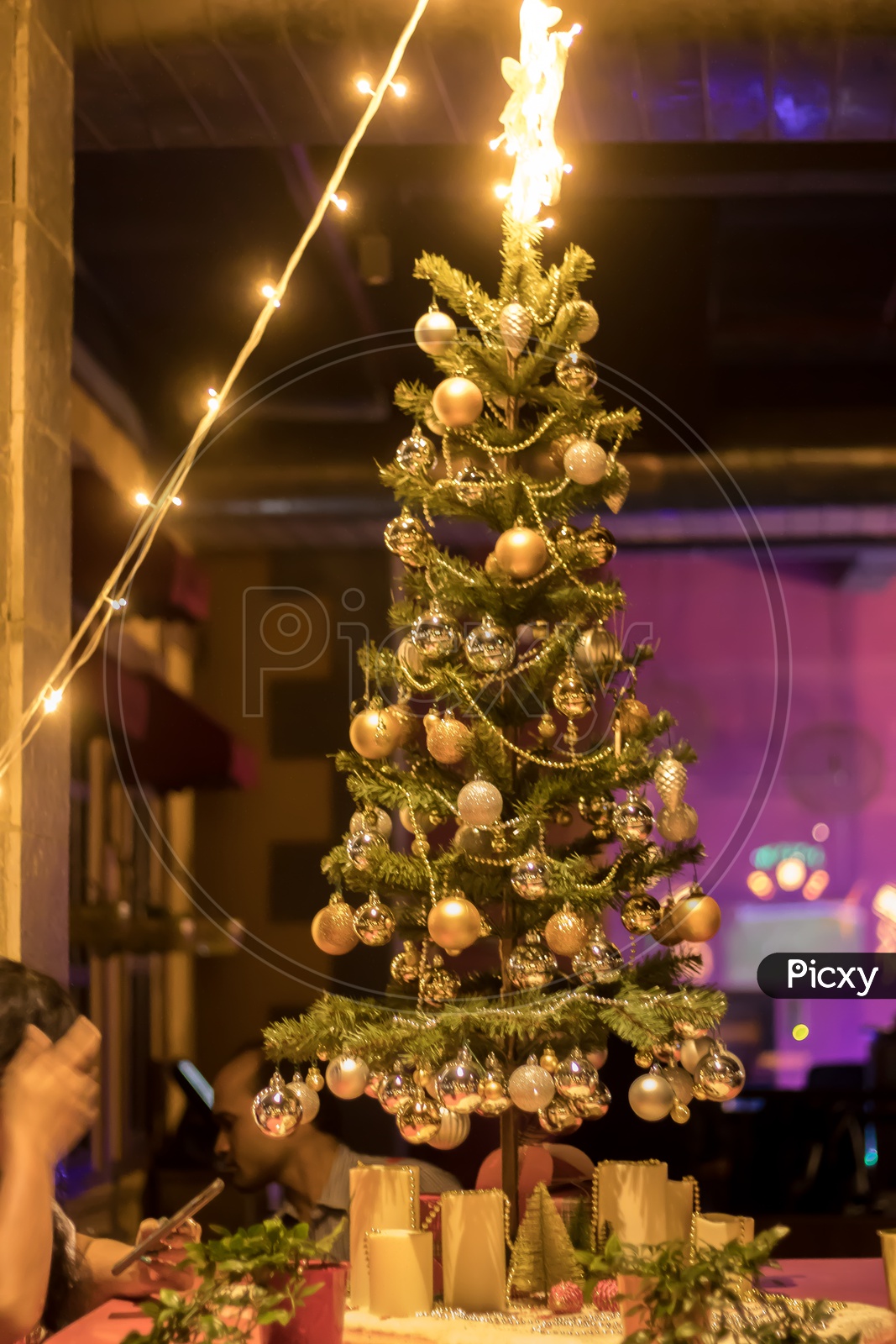 Christmas tree decoration with lights