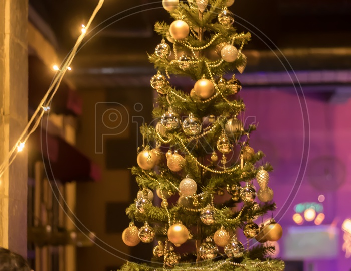 Christmas tree decoration with lights
