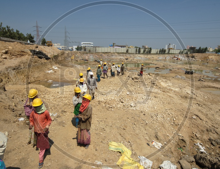 Indian workers in a Construction Site