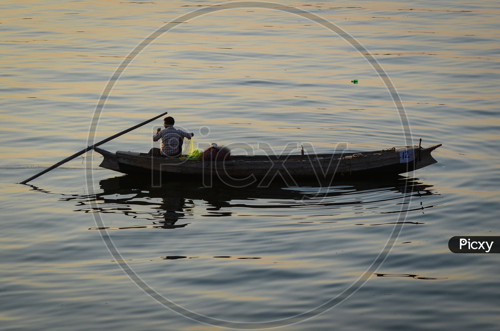 Fisherman. boat, Krishna river