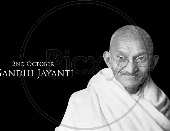 Abstract Illustrative Poster for Gandhi Jayanti on 2nd October on the eve of father of the nation Mohandas Karamchand Gandhi Birthday in India with Gandhi photo