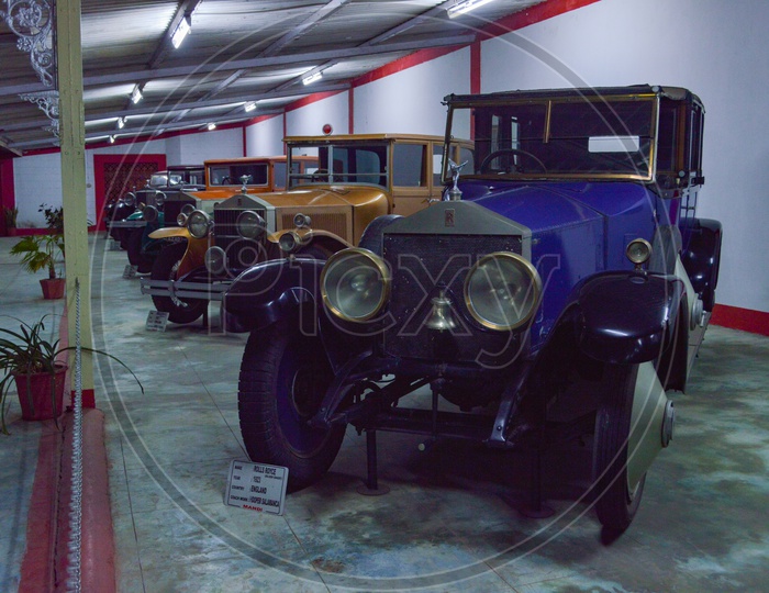A line up of Luxury Vintage cars of the 1920's from the Rolls Royce company manufactured in England