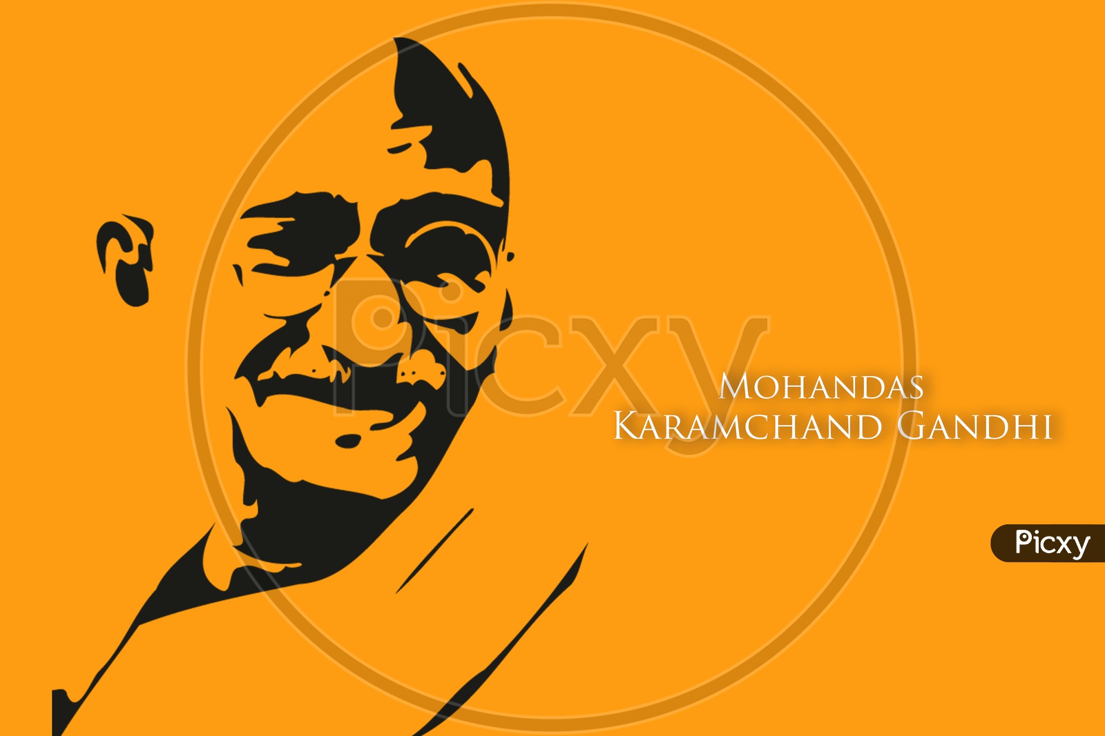 Stock vector illustration of Mohandas Karamchand Gandhi , great Indian freedom fighter known as father of the nation who promoted non violence