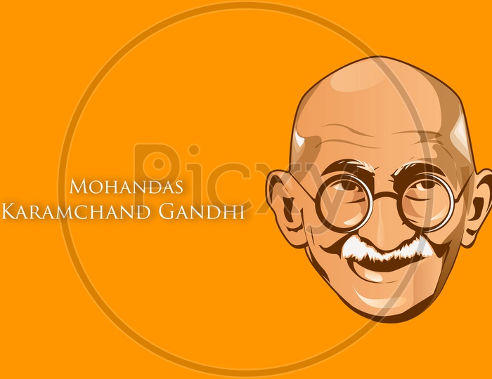 Stock vector illustration of Mohandas Karamchand Gandhi or mahatma gandhi, great Indian freedom fighter