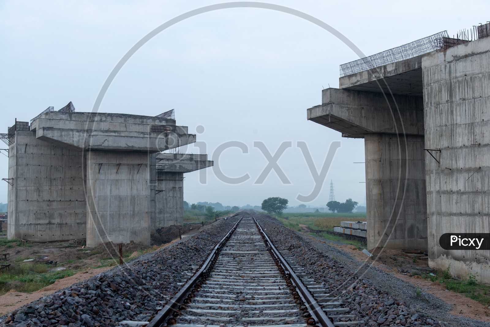 Construction Of New Railway Track With Over Bridge In Gajwel  Town Outskirts
