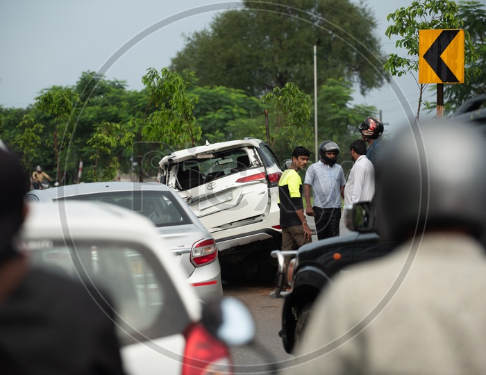 Car Accident Or Car Wreckage After Accident On National Highway
