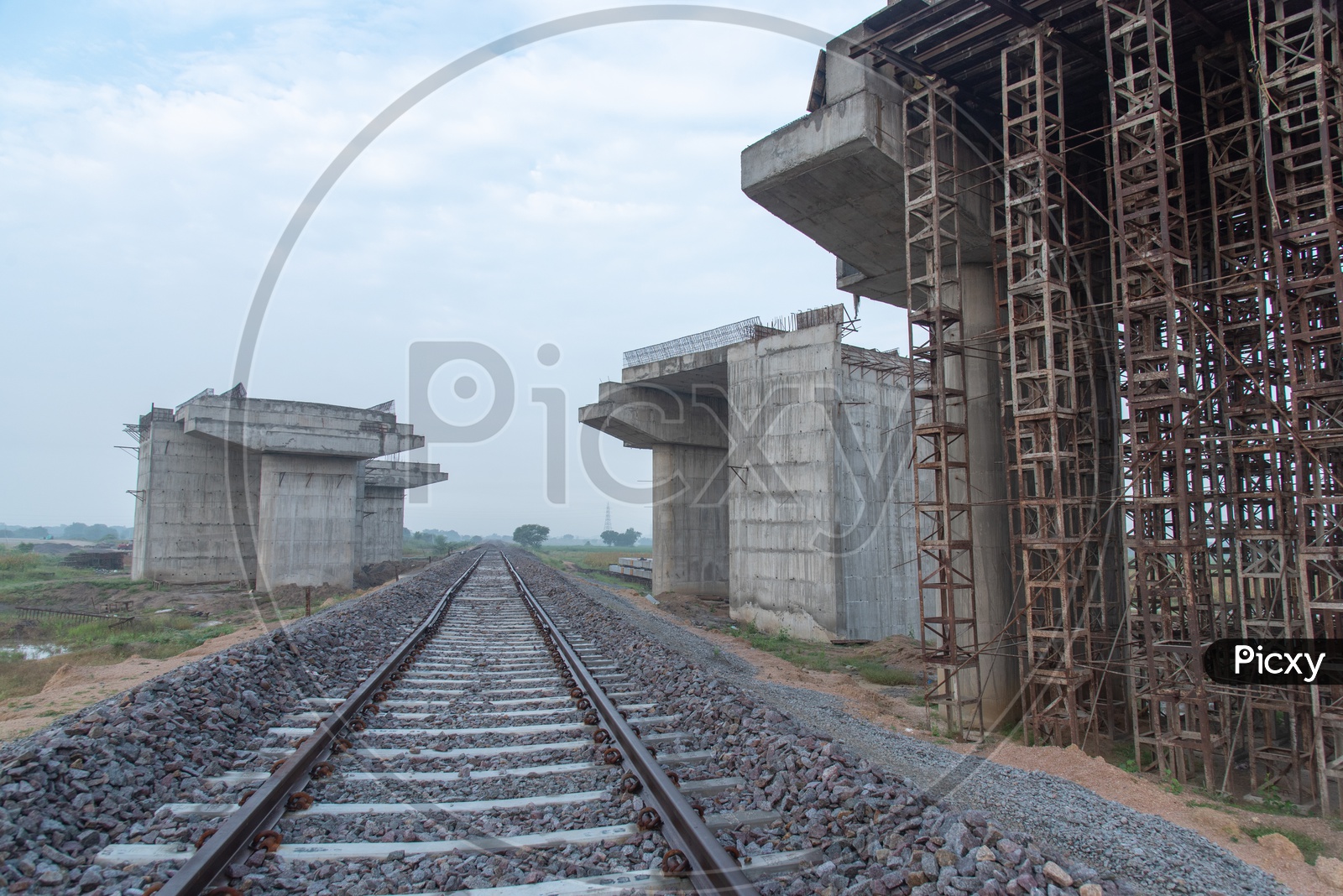 Construction Of New Railway Track With Over Bridge In Gajwel  Town Outskirts