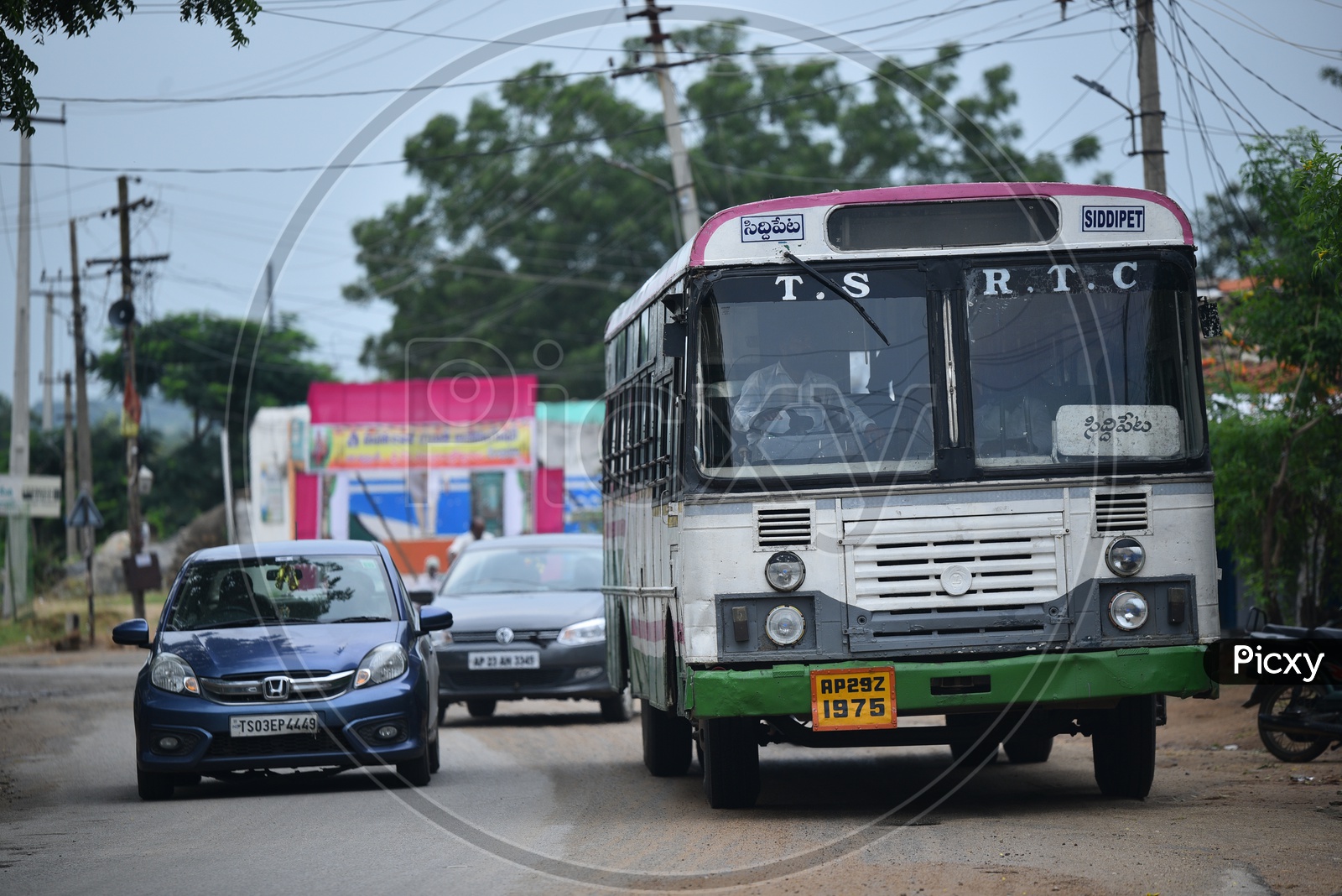 An RTC Bus being driven by a private driver as the TSRTC Strike is called by workers unions of RTC in Telangana