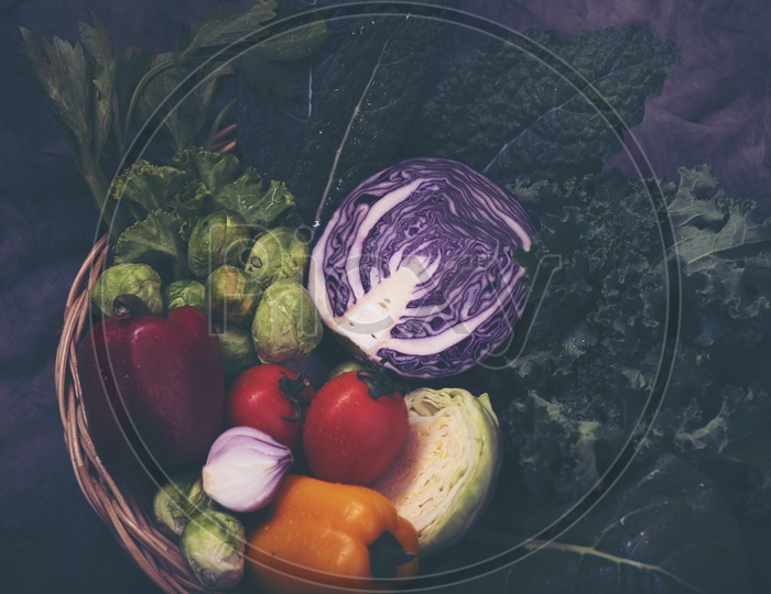 Various colorful vegetables in a basket