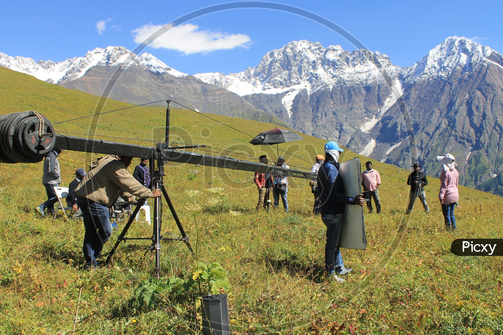 Movie shooting by the Swiss Alps