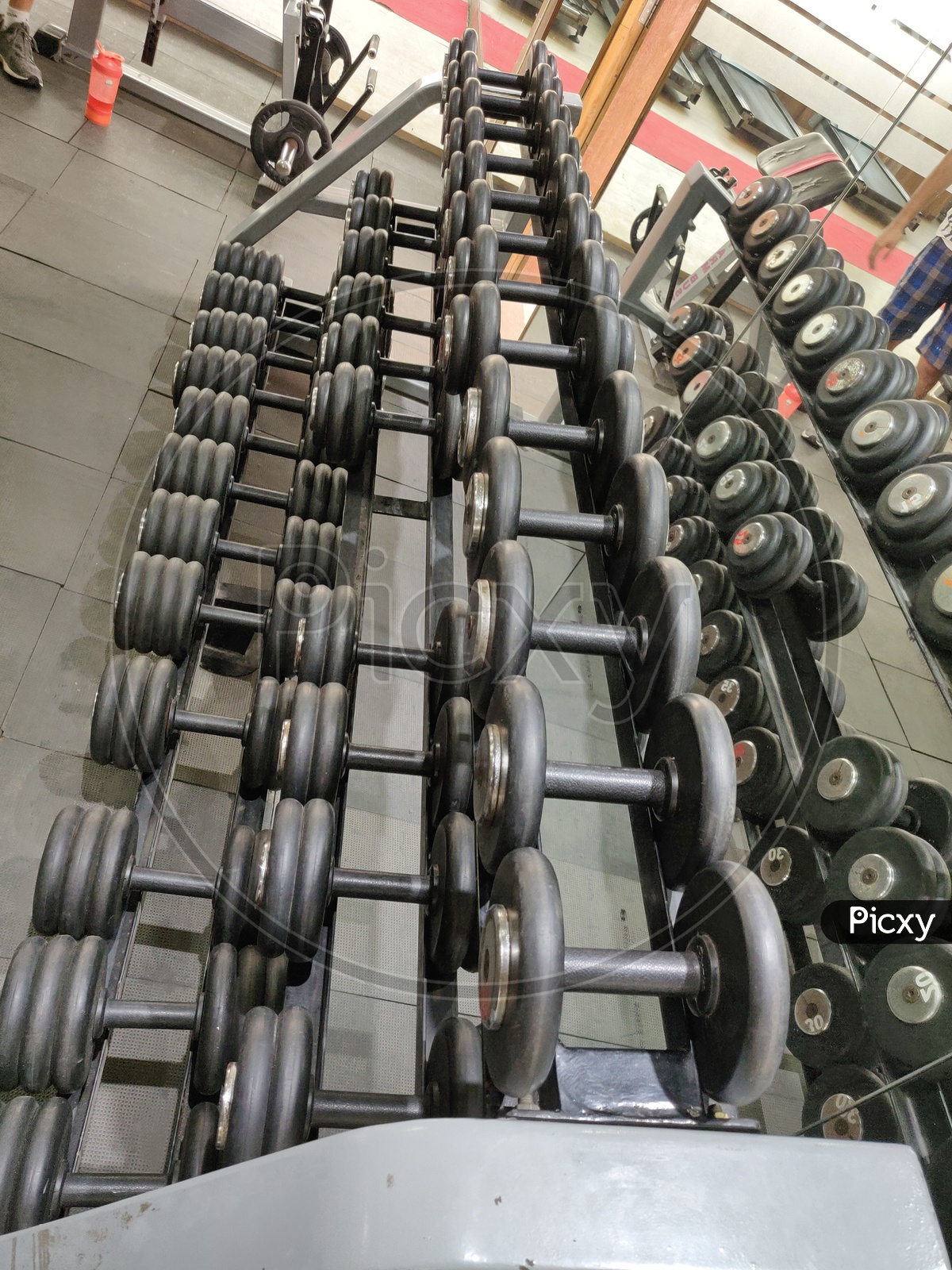 Dumbbells used in gym.