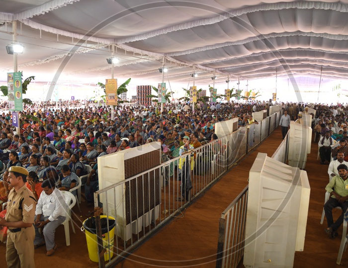 Andhra Pradesh People Attending  a Public Meeting  By Government In Vijayawada