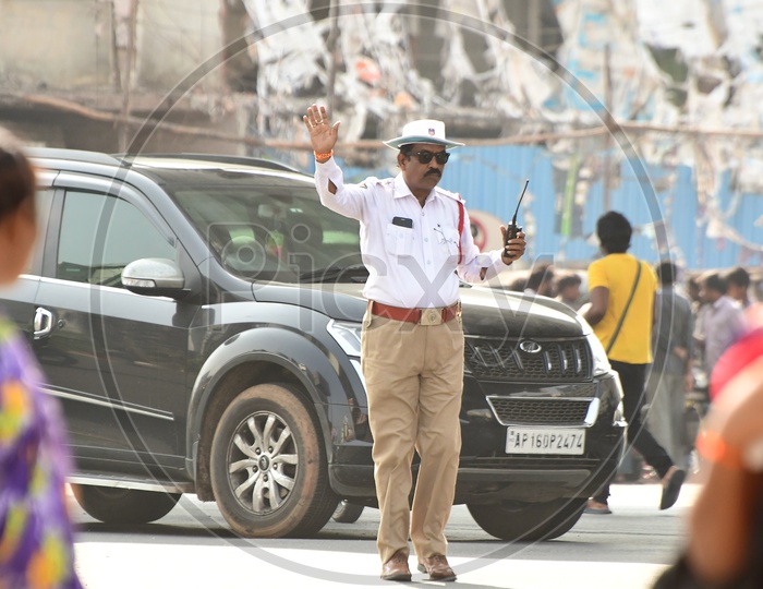 Indian Traffic Police Man wearing a hat