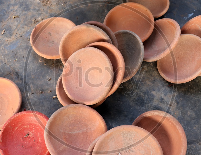 Clay Diwali Dias Selling On a Road Side Vendor Stall