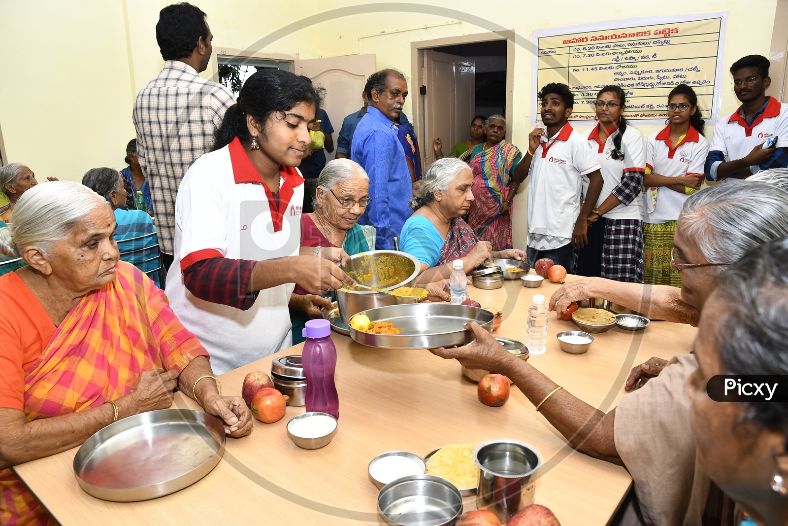 Image Of Indian Old Woman Dining In A Old Age Home Dining Hall Ub874112 Picxy