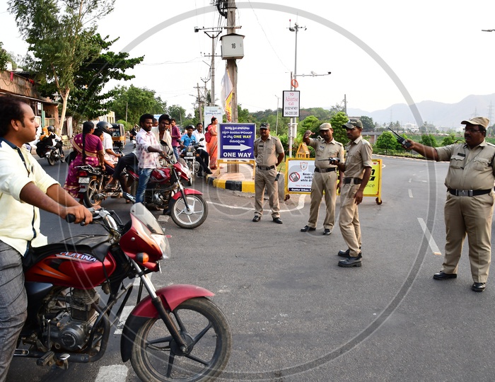 Indian Police controlling the traffic
