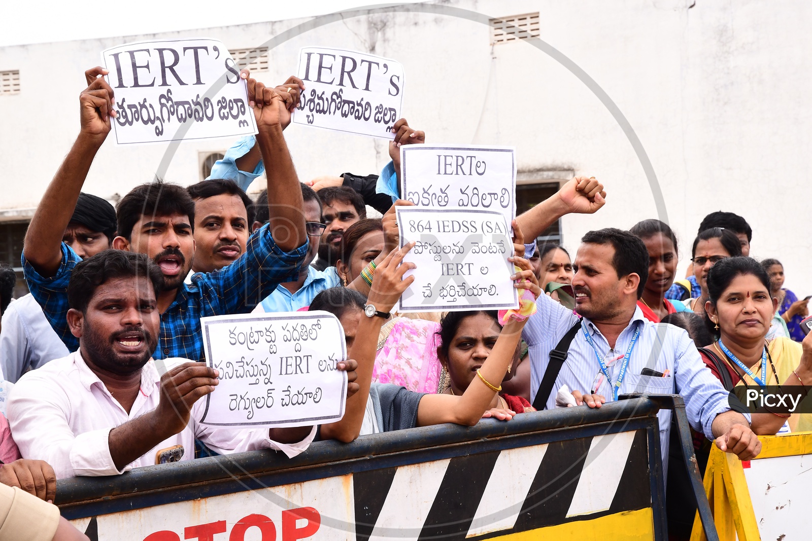 People Protesting With Placards  in a Rally , IERT's Employees Protesting On Roads