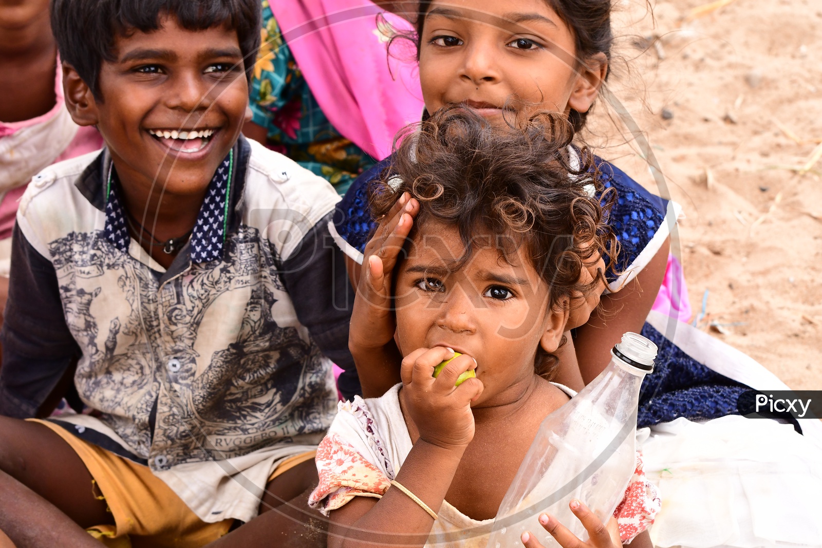 Portrait of Indian Rural kids smiling