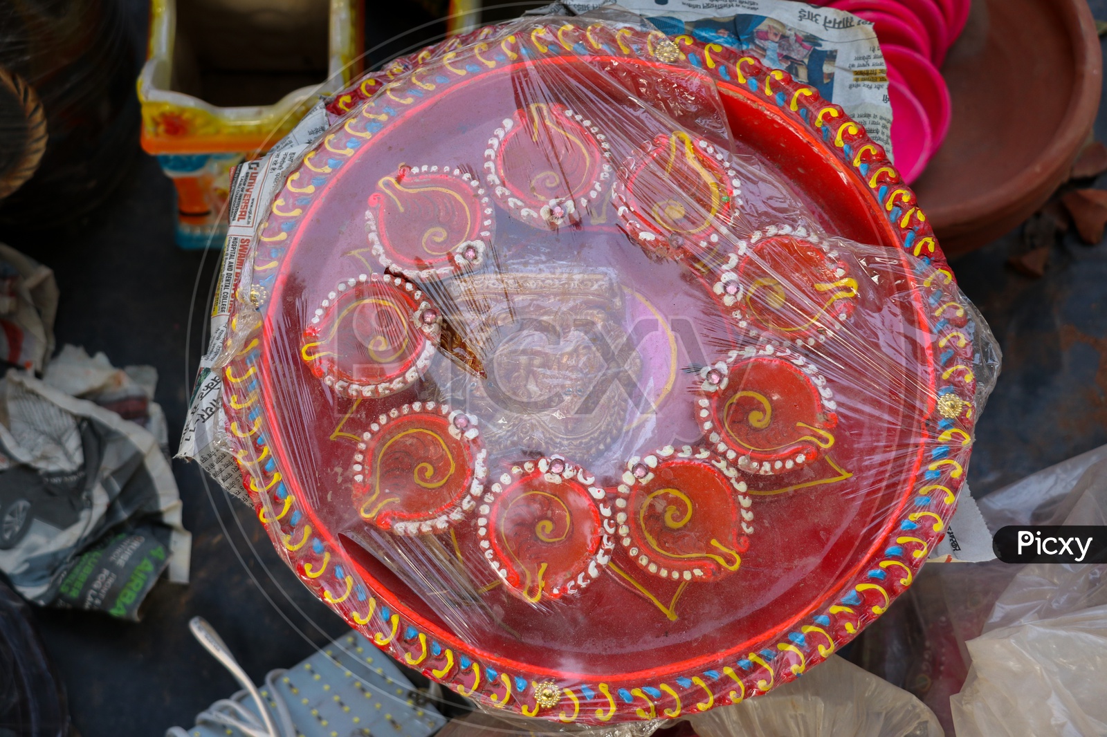 Hand Made Beautiful Clay Diwali Dias At a Road Side Vendor Stall