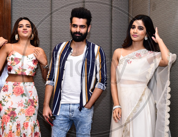 Ram Pothineni , Nidhi Agarwal  and Nabha Natesh During Ismart Shankar Movie promotions