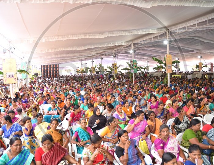 Woman Crowd Siting In a Public Meeting Conducted by Government Of Andhra Pradesh