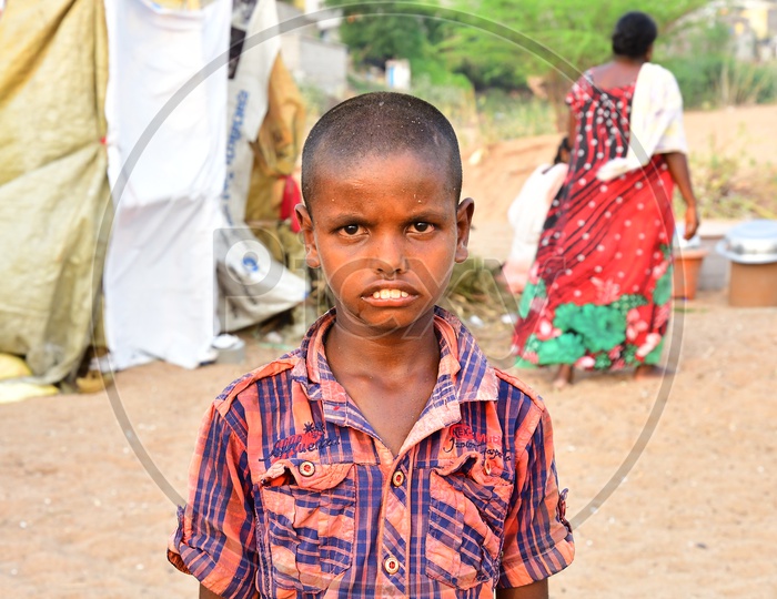 Portrait Of an Indian Boy Belong  To Migratory Family