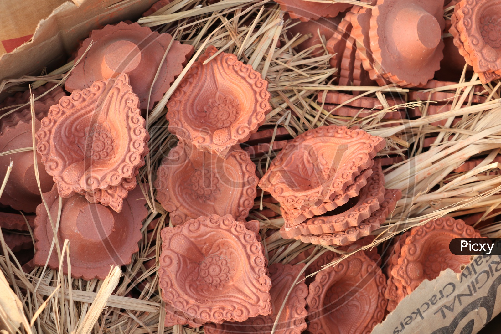 Hand Made Clay Diwali Dias Being Selling at a Vendor Stall