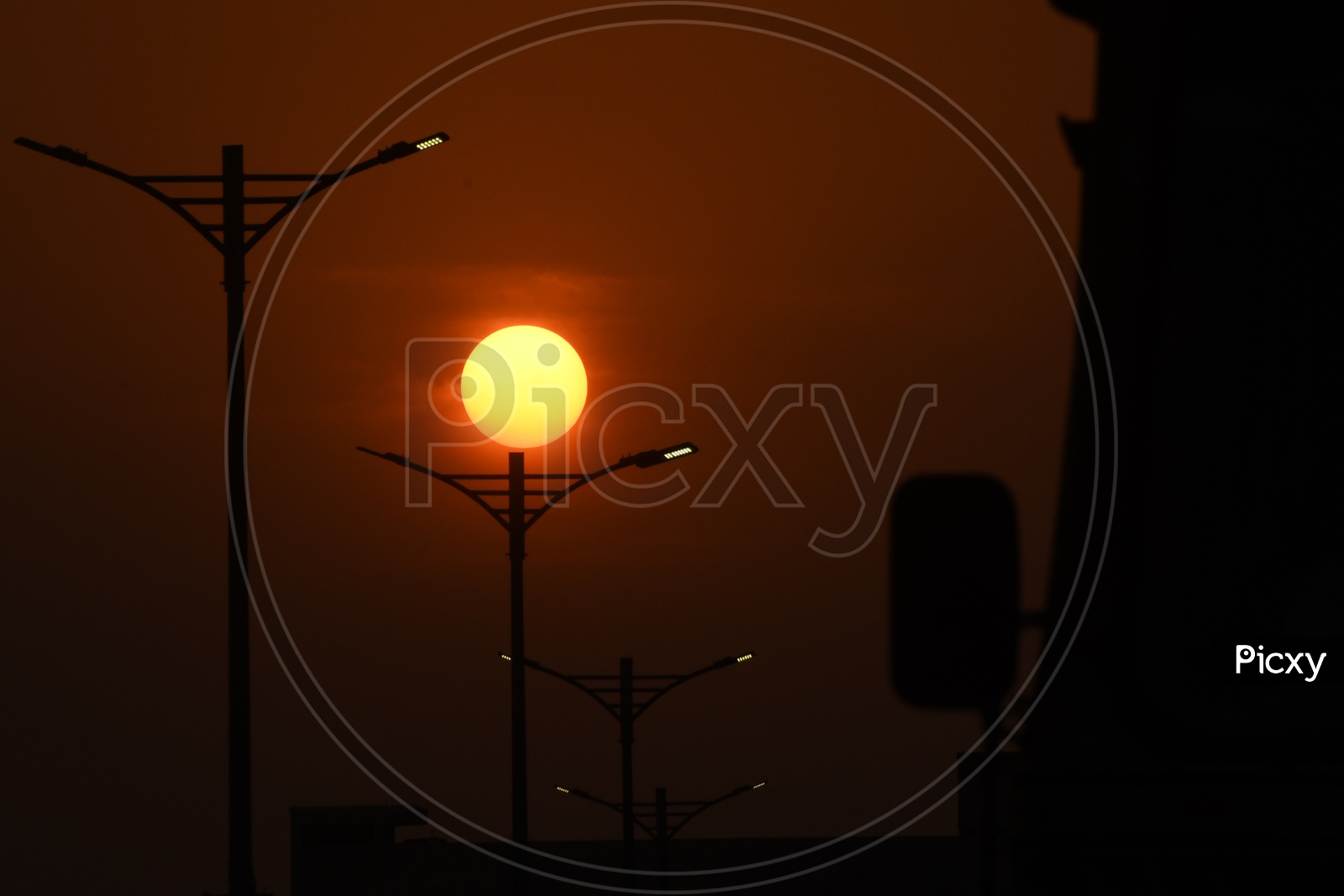 Vijayawada Streets lights during sunset