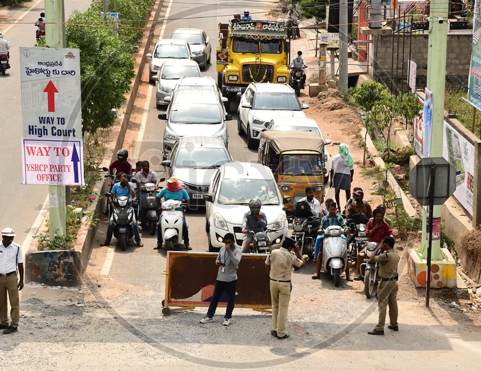 AP Police controlling the city traffic
