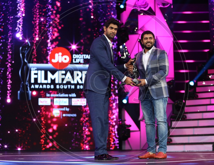 Tollywood Actor Rana Daggubati presenting a filmfare award