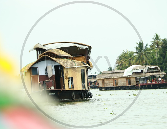 Tourists Boat Houses in Kerala Back Waters