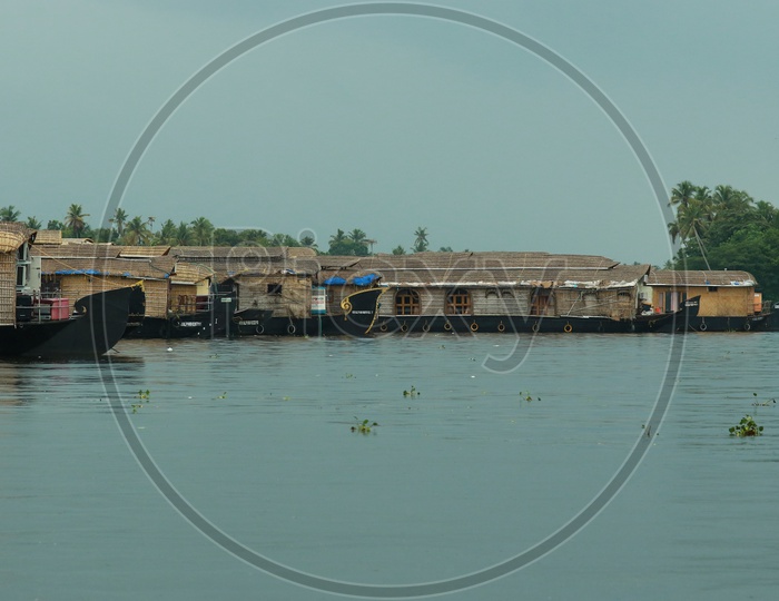 Tourists Boat Houses in Kerala Back Waters