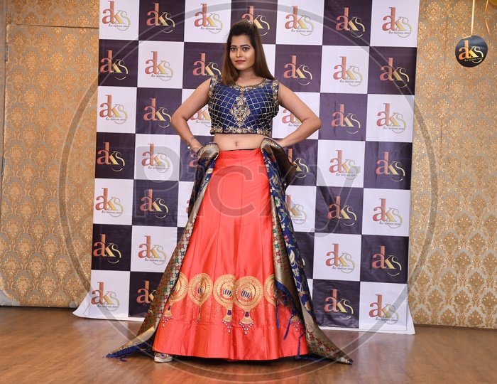 Indian Models Wearing New Collection of Traditional Dresses And Showcasing   In a  Fashion Show