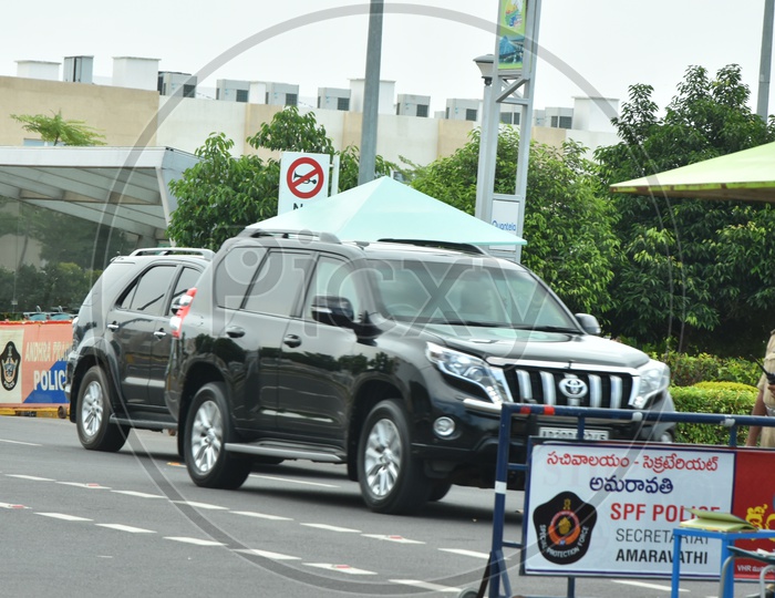 CM Convoy Vehicles  At Andhra Pradesh Secretariat