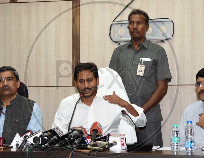 AP Chief Minister Y.S. Jaganmohan Reddy in a Press Meeting