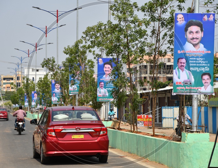 AP CM YS Jagan hoardings along the road