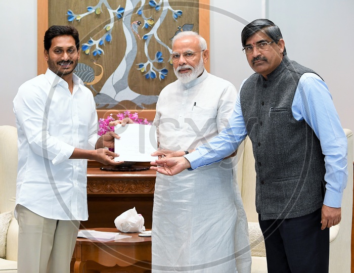 AP Chief Minister Y.S. Jaganmohan Reddy with Prime Minister Narendra Modi