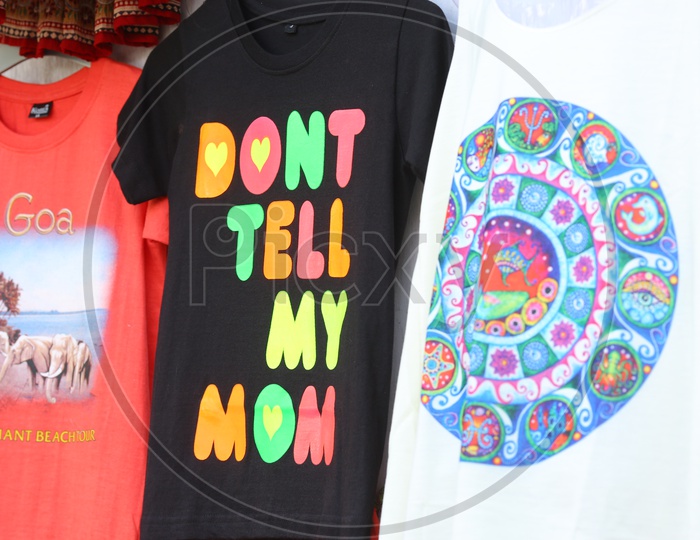 Printed T-shirts  Selling In Vendor Stalls At Goa
