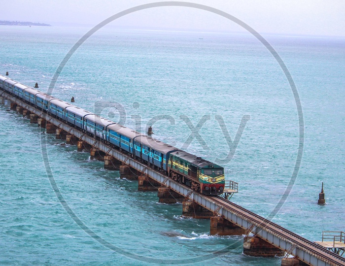 Train Traveling on the sea