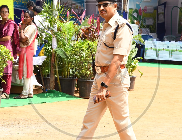 AP Police Man walking in the Indira Gandhi Municipal Complex (IGMC) Stadium